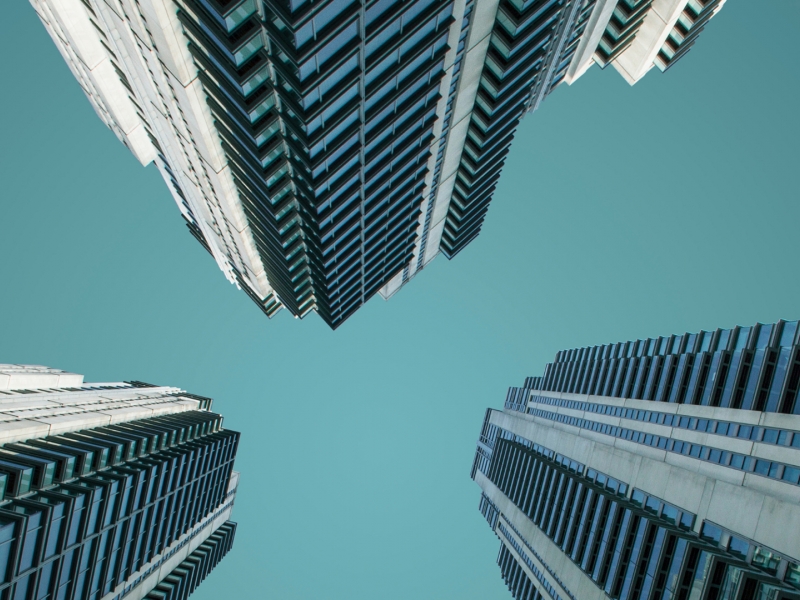 Looking up at tower blocks