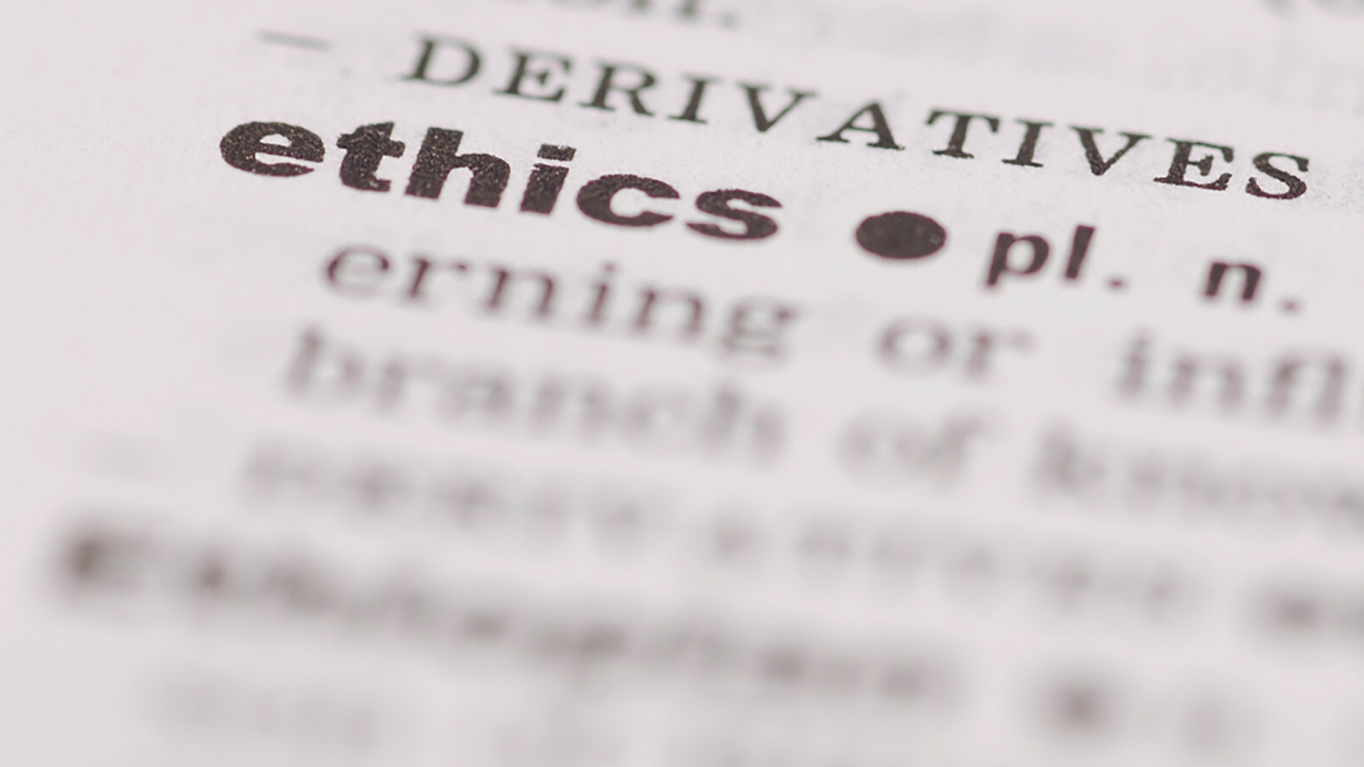 Ethics word in a dictionary