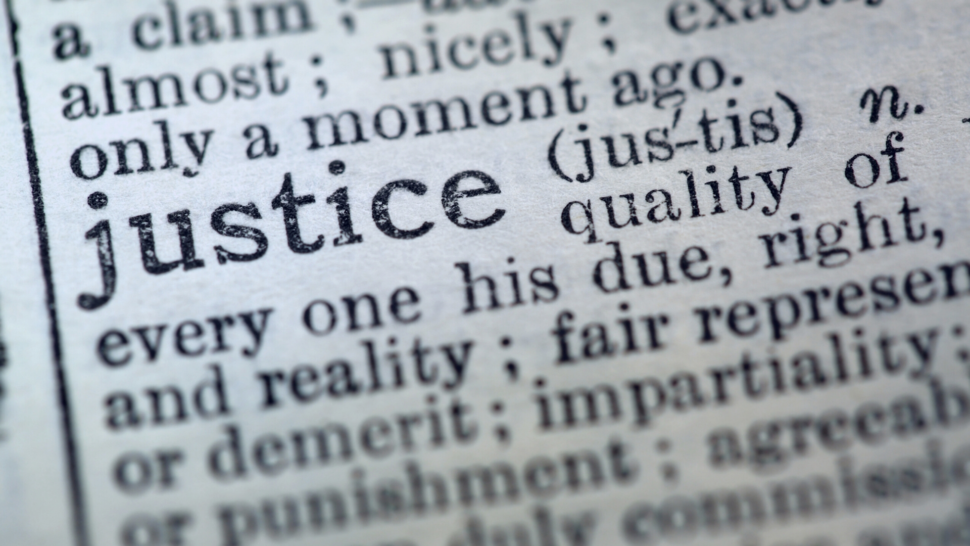 Justice word in a dictionary