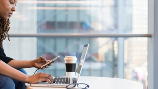 Woman using MacBook