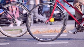 Close up of bicycles on the road