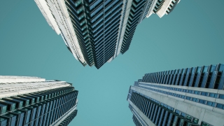 Looking up at tower blocks