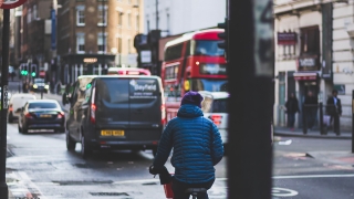 Person riding a bike in the city