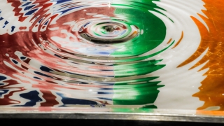 Reflection of United Kingdom and Republic of Ireland flags