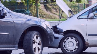 Two cars involved in a collision